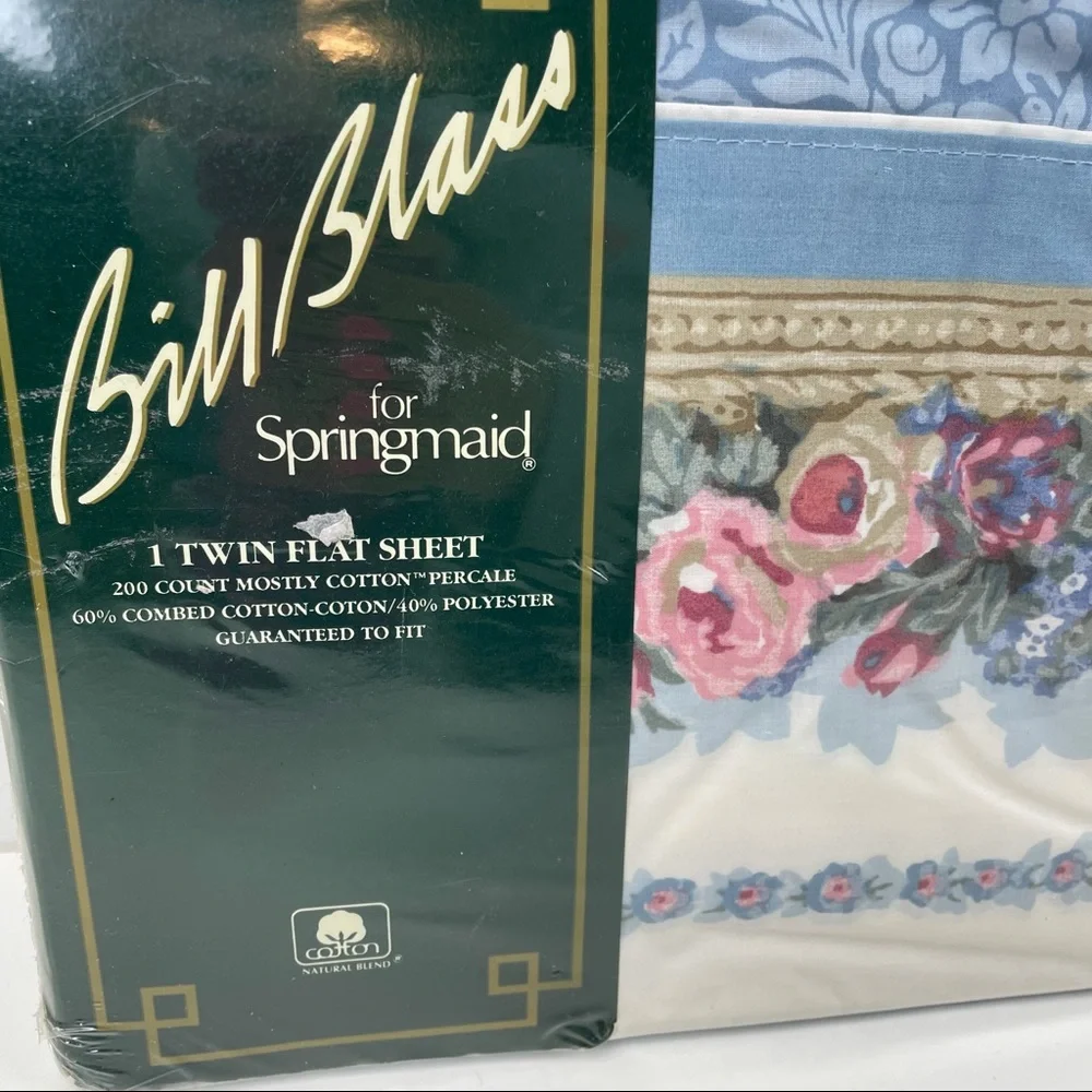 Vintage Bill Blass for Springmaid Twin Flat Sheet Roses